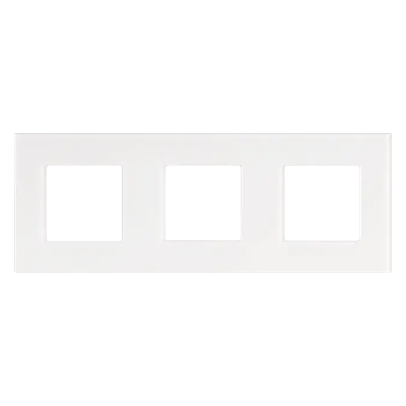 [NIK241-76700] Plaque triple horizontale - Entraxe 71mm - Pure Liquid snow white - Niko
