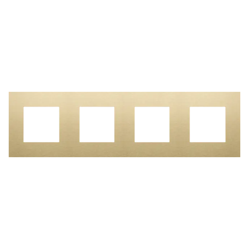 [NIK227-76400] Plaque quadruple horizontale - Entraxe 71mm - Pure - Alu gold brushed-  Niko
