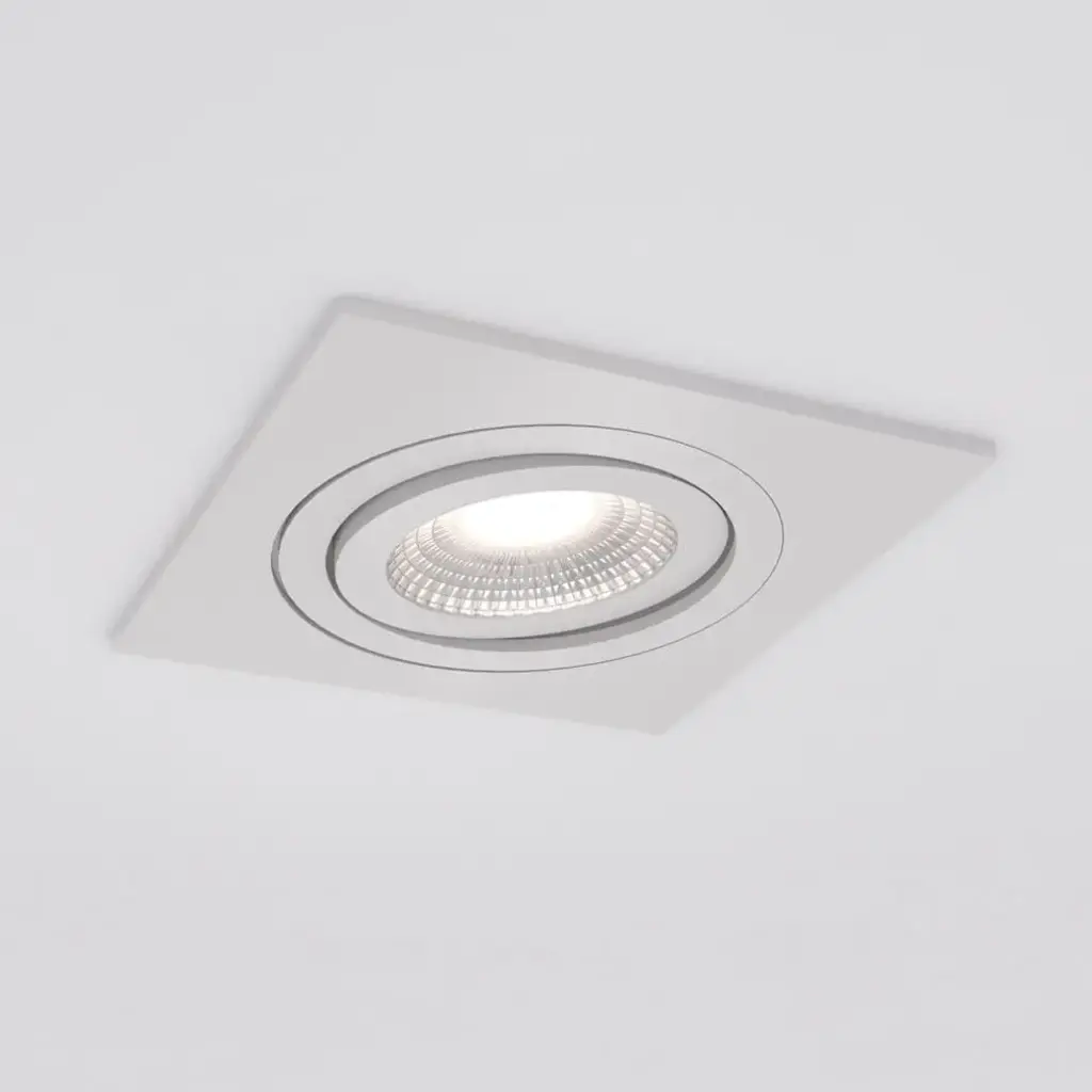 Spot encastré Silverstone - Carré - Orientable - à ressorts - Blanc structuré - GU10 - ID To Light