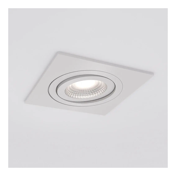 Spot encastré Silverstone - Carré - Orientable - à ressorts - Blanc structuré - GU10 - ID To Light