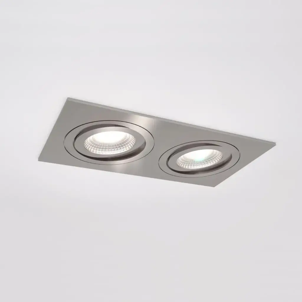 Spot encastré Silverstone D - Double - Orientable - à ressorts - Alu brossé - GU10 - ID To Light