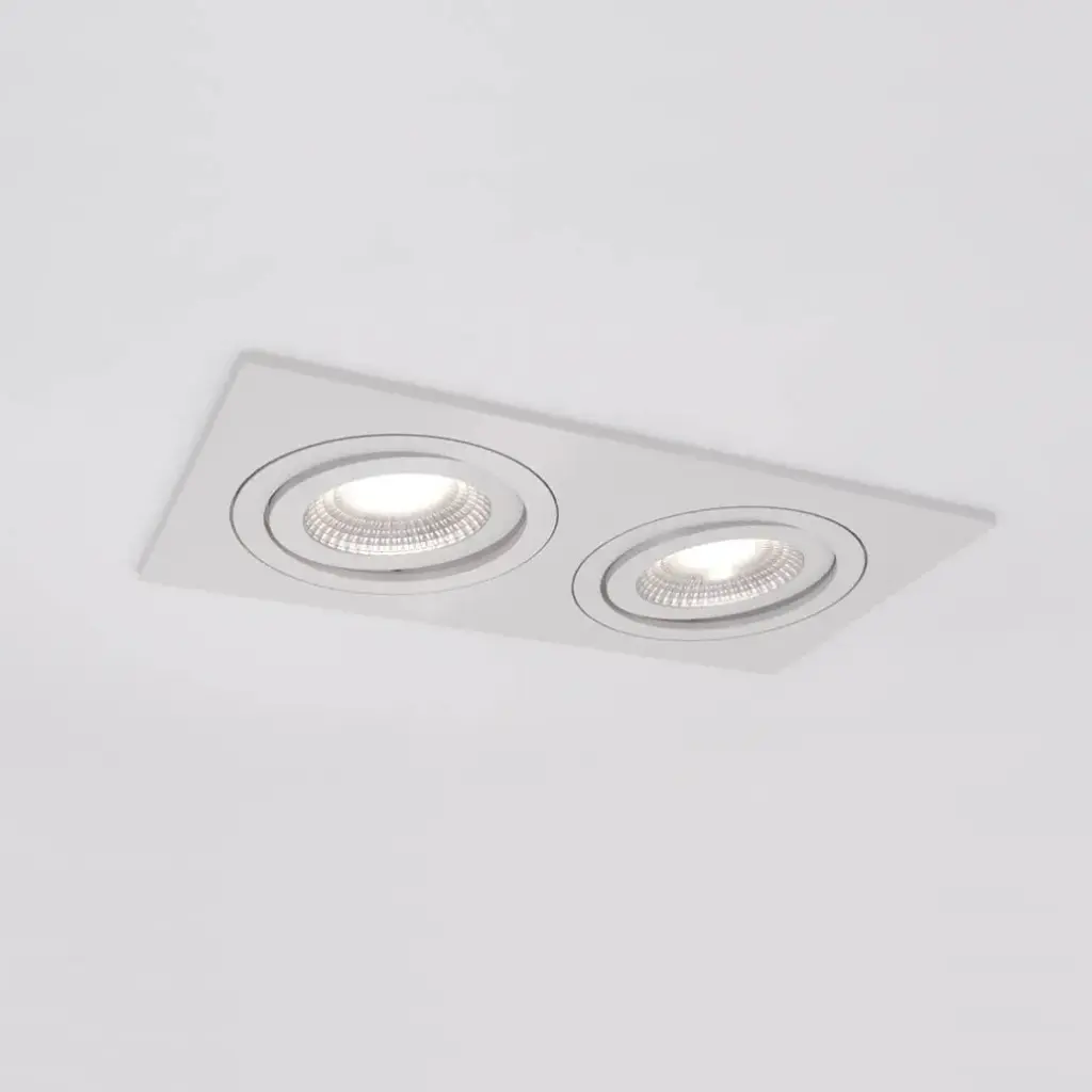 Spot encastré Silverstone D - Double - Orientable - à ressorts - Blanc structuré - GU10 - ID To Light