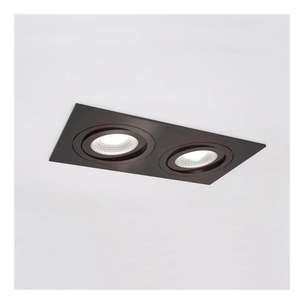 [IDTL413528NSZ] Spot encastré Silverstone D - Double - Orientable - à ressorts - Noir structuré - GU10 - ID To Light