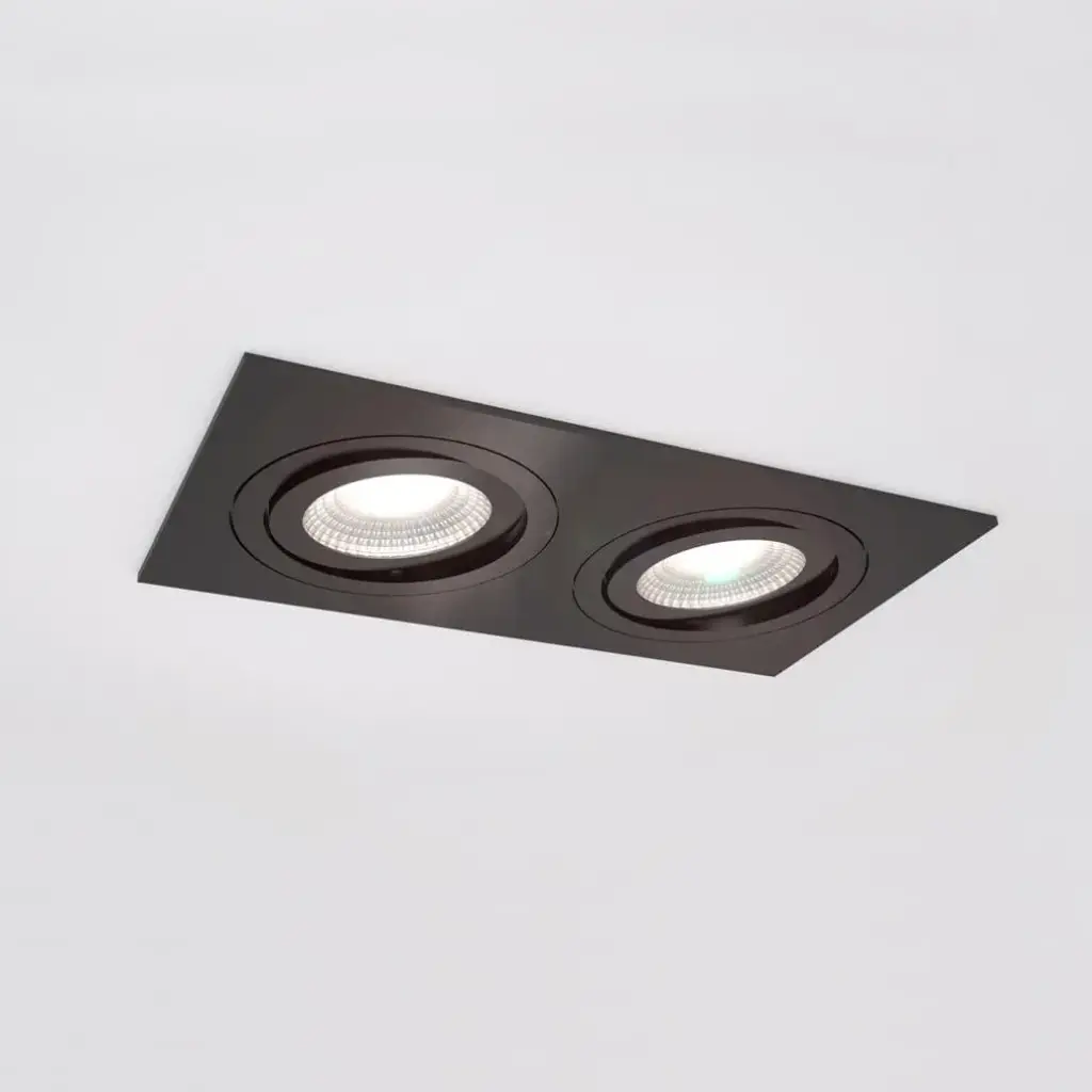 Spot encastré Silverstone D - Double - Orientable - à ressorts - Noir structuré - GU10 - ID To Light