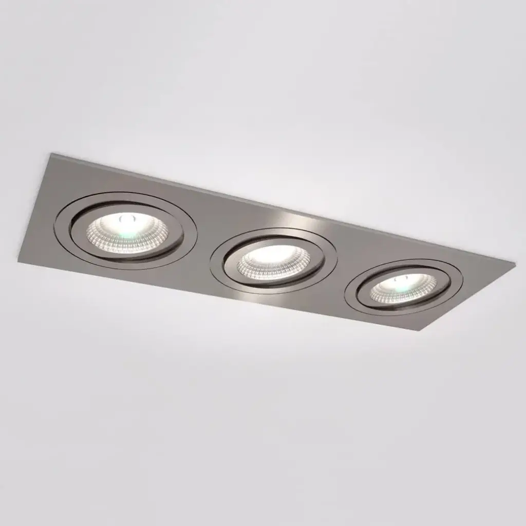 Spot encastré Silverstone T - Triple - Orientable - à ressorts - Alu brossé - GU10 - ID To Light