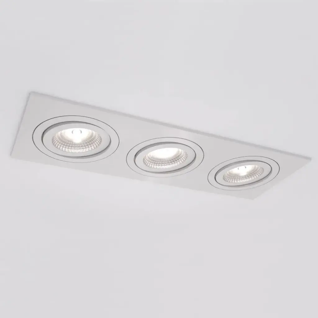 Spot encastré Silverstone T - Triple - Orientable - à ressorts - Blanc structuré - GU10 - ID To Light