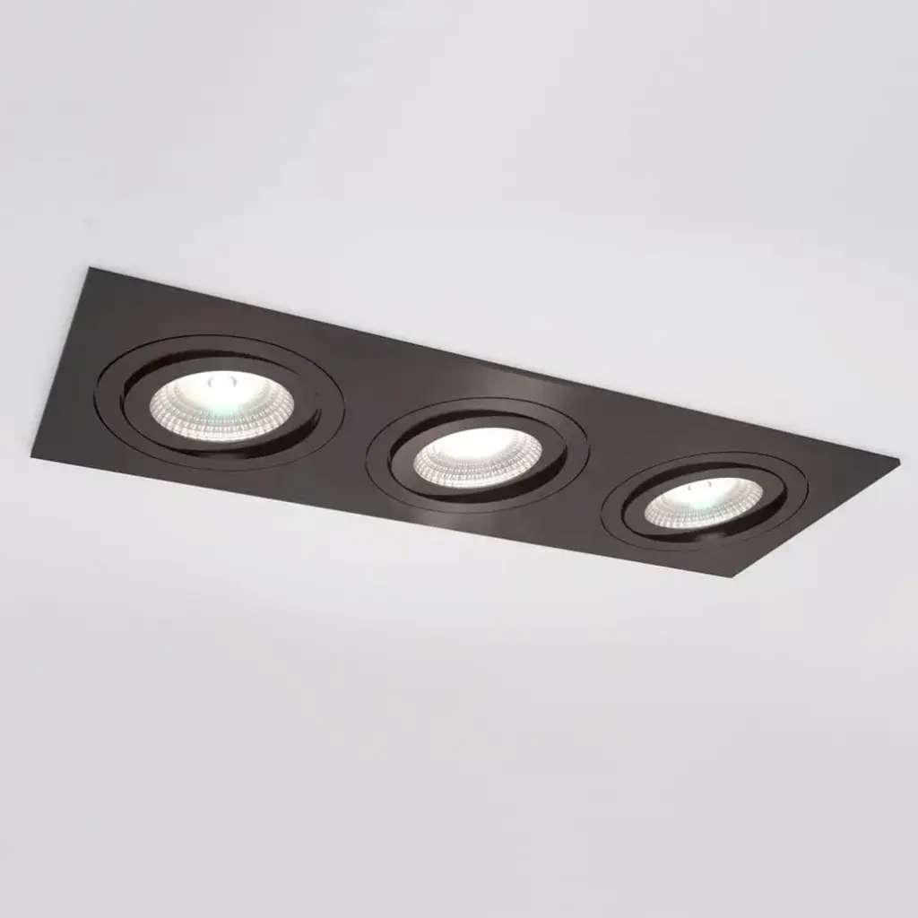 Spot encastré Silverstone T - Triple - Orientable - à ressorts - Noir structuré - GU10 - ID To Light