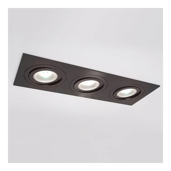 Spot encastré Silverstone T - Triple - Orientable - à ressorts - Noir structuré - GU10 - ID To Light