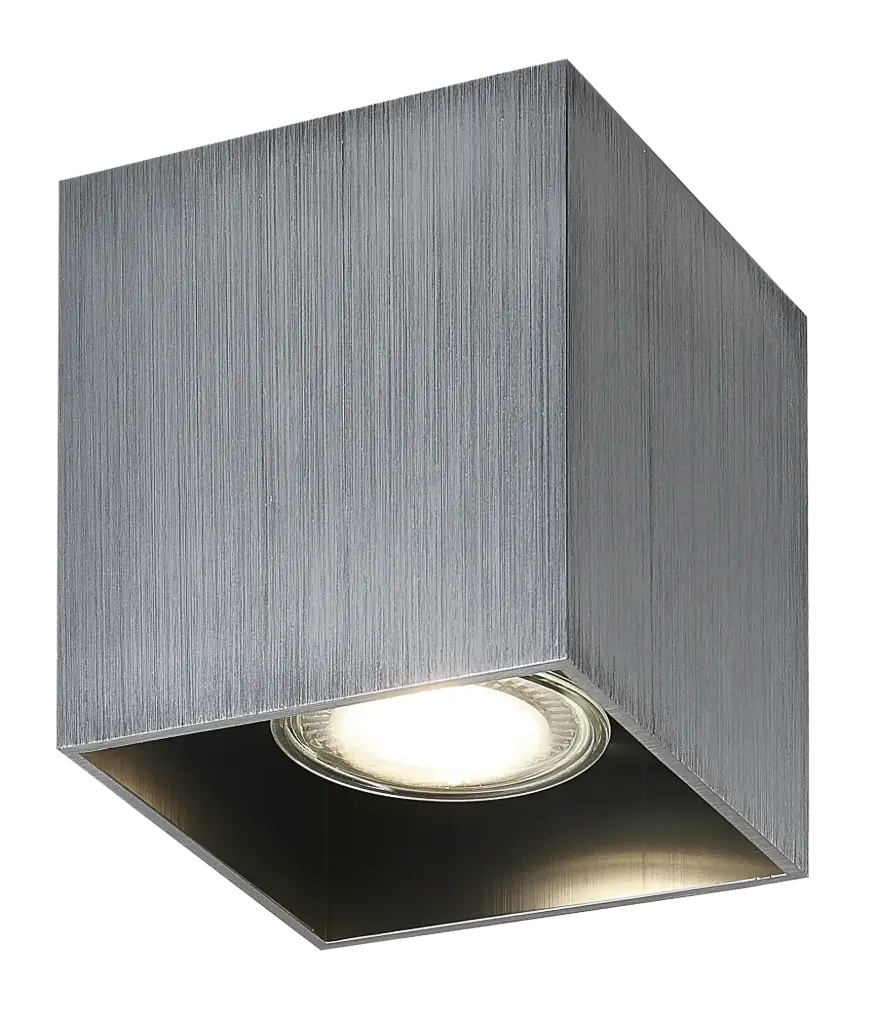 Spot apparent Babar carré - Socket 1xGU10 - Acier brossé - Fantasia