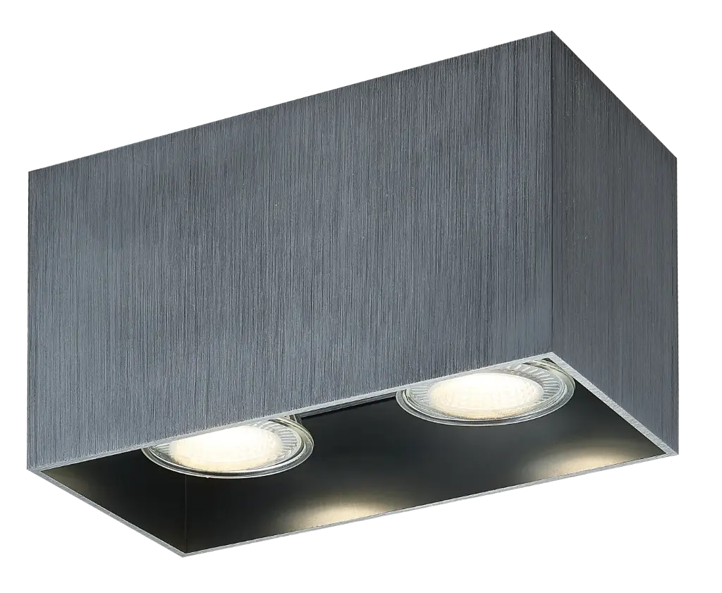 Spot apparent Babar carré - Socket 2xGU10 - Acier brossé - Fantasia