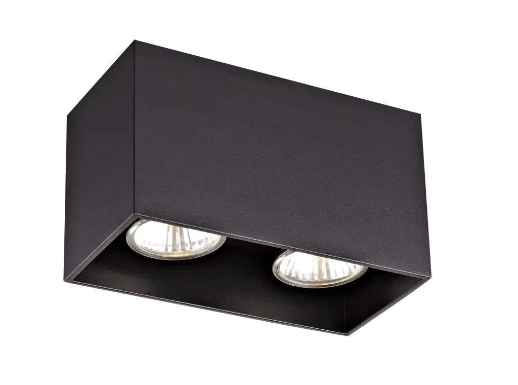 Spot apparent Babar carré - Socket 2xGU10 - Noir - Fantasia