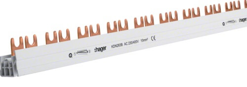 [HAGKDN263B] Verbindingsrail 2P - 63A - 57M - Met vorkuiteinden - 10mm² - Hager