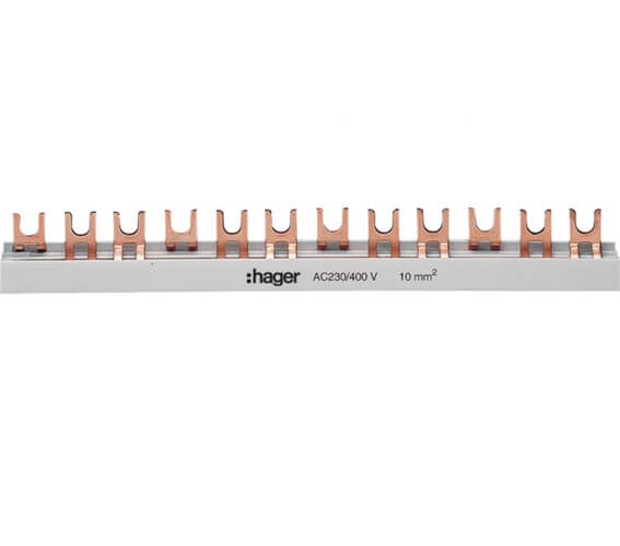 Barre de pontage 3P - 63A - 18M - A fourches 10mm² - Hager 