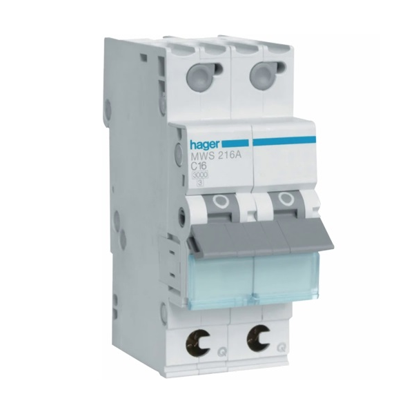 [HAGMWS216A] Automaat 2P - 3KA - 16A - Curve C - Quick Connect - Hager