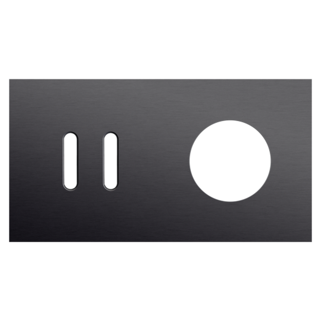 [NIK224-56811] Plaque double double allumage + prise - Rocker Black - Niko
