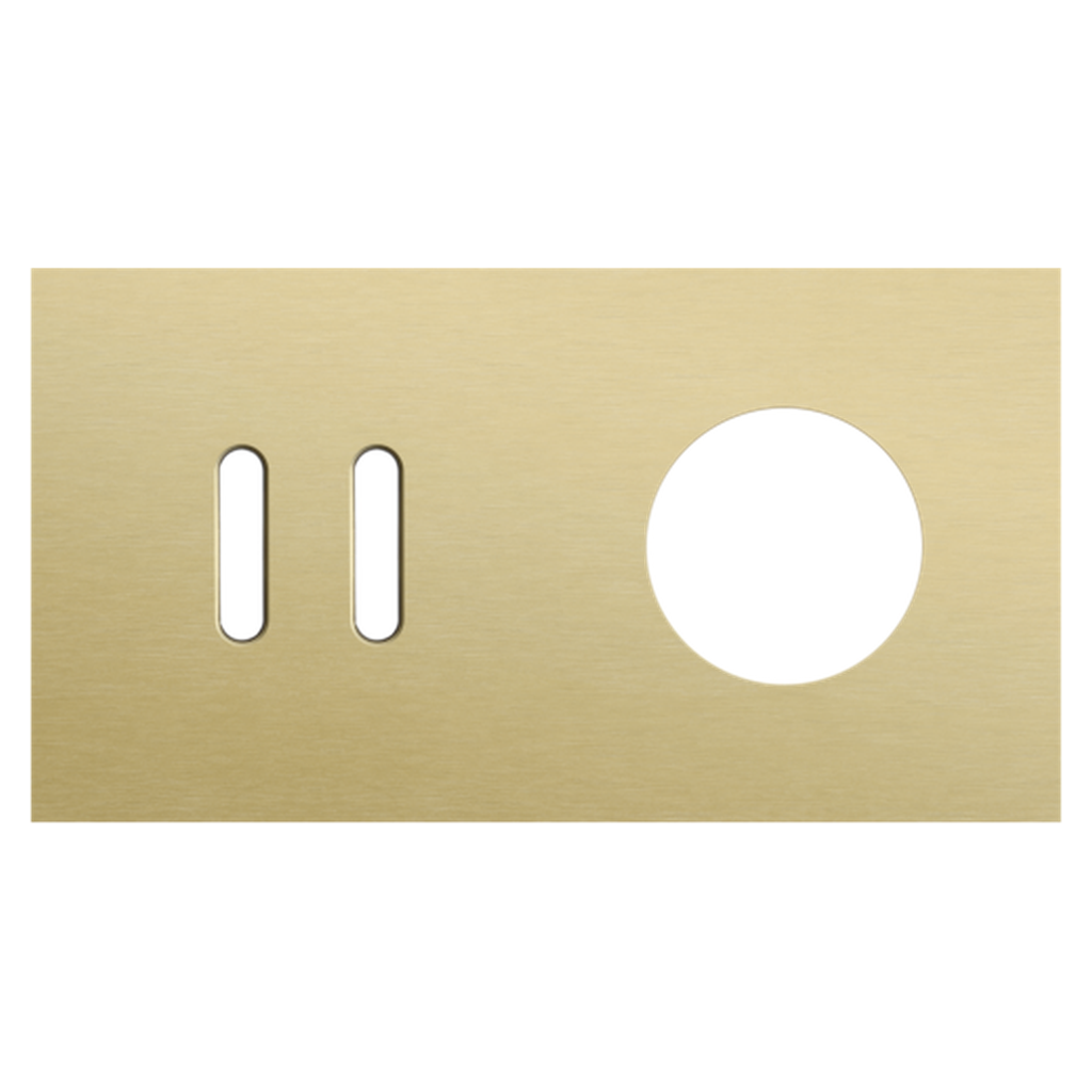[NIK227-56811] Plaque double double allumage + prise - Rocker Gold - Niko