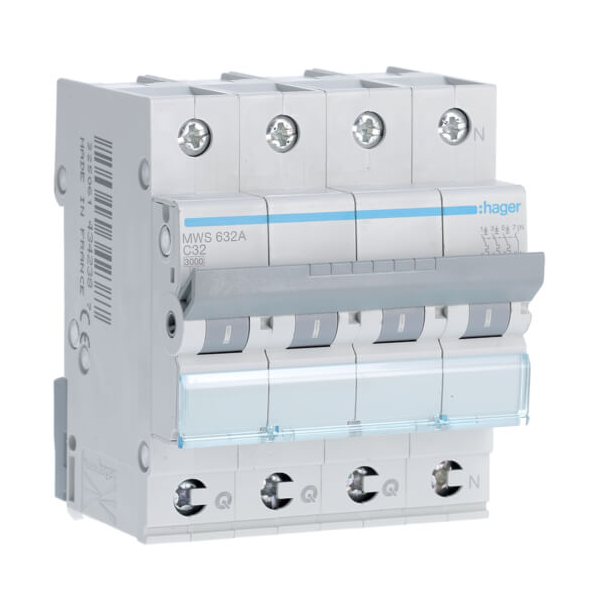 Disjoncteur 4P - 3KA - 40A - Courbe C - Quick connect - Hager