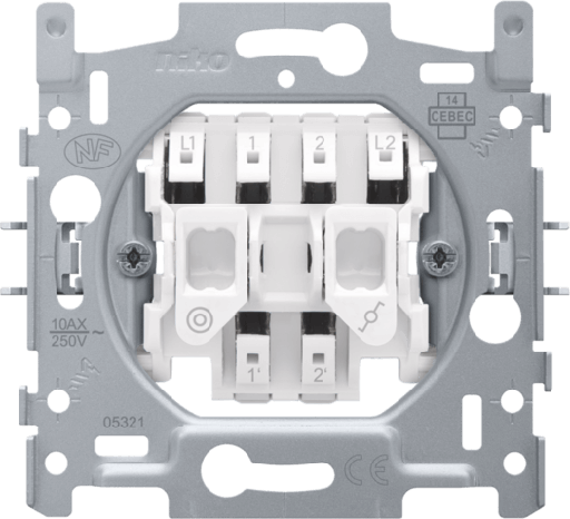 [NIK170-05605] Socle interrupteur va-et-vient + bouton poussoir 10A - Quick connect - Niko