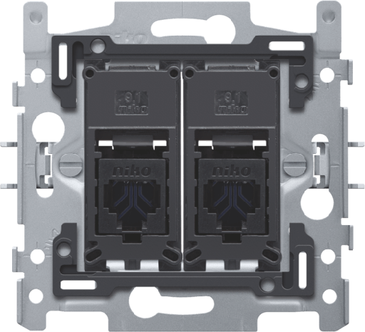 [NIK170-66162] Socle prise informatique RJ45 - Double - UTP6 - Prêt pour POE++ - Niko