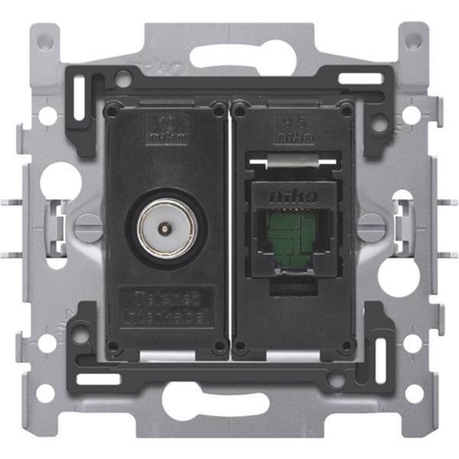 [NIK170-65158] Socle prise TV / RJ45 - UTP Cat. 5 - Niko