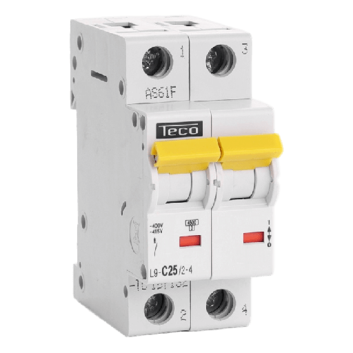 [TECL9C2524] Disjoncteur TC - 2P - 4,5KA - 25A - Courbe C - Teco