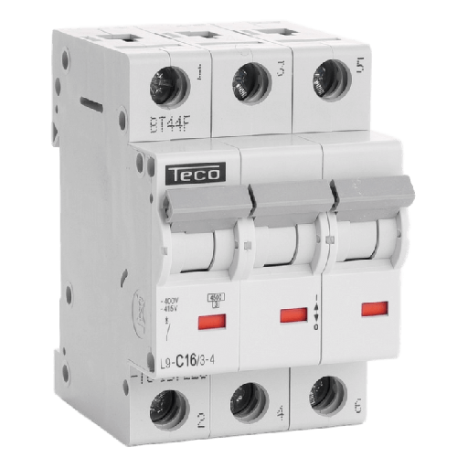 [TECL9C1634] Disjoncteur TC - 3P - 4,5KA - 16A - Courbe C - Teco