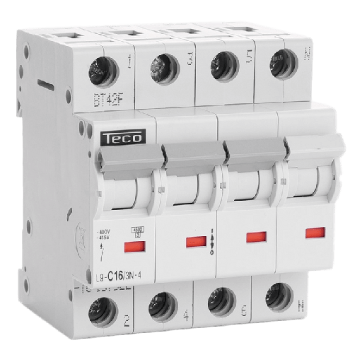 [TECL9C163N4] Disjoncteur TC - 4P - 4,5KA - 16A - Courbe C - Teco