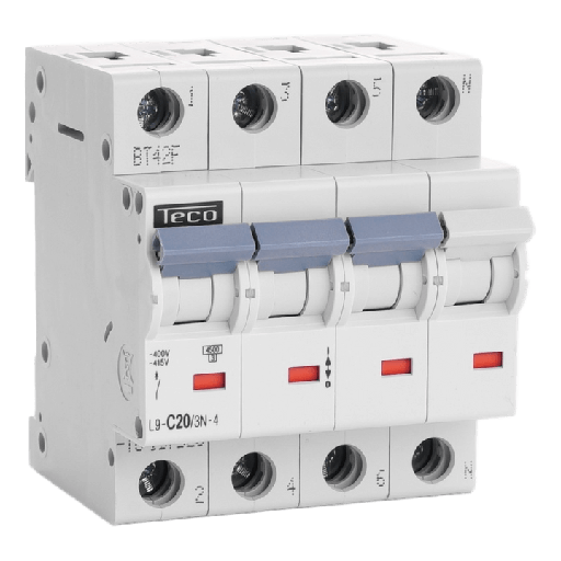 [TECL9C203N4] Disjoncteur TC - 4P - 4,5KA - 20A - Courbe C - Teco