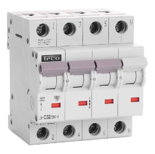 [TECL9C323N4] Disjoncteur TC - 4P - 4,5KA - 32A - Courbe C - Teco