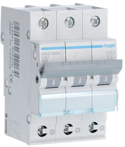 [HAGMWS340A] Disjoncteur 3P - 3KA - 40A - Courbe C - Quick connect - Hager