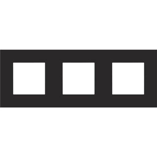 [NIK161-76700] Plaque triple horizontale - Entraxe 71mm - Pure Steel Black - Niko