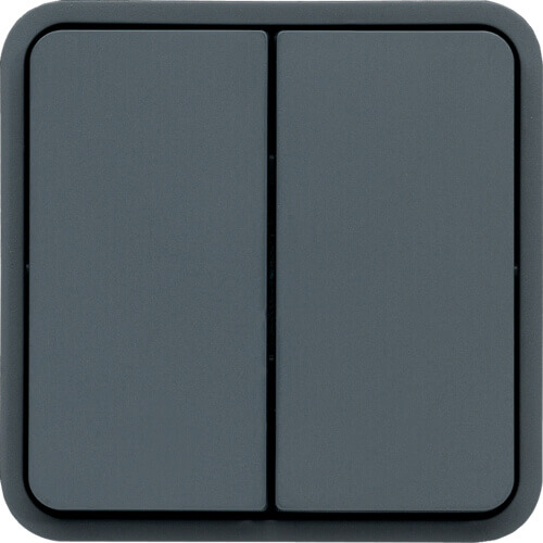 [HAGWNA044] Double poussoir inverseur va-et-vient Cubyko gris - IP55 - Quick connect - Hager