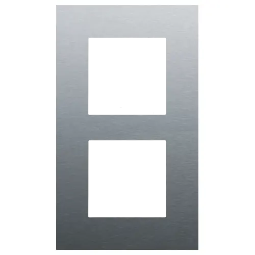 [NIK226-76200] Plaque double verticale - Entraxe 60mm - Pure - Alu blue grey brushed - Niko