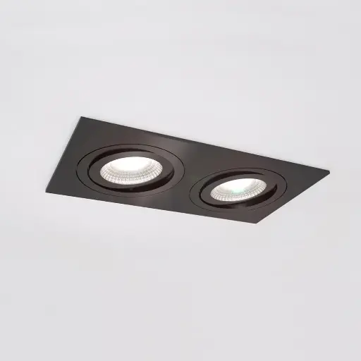 [IDTL413528NSZ] Spot encastré Silverstone D - Double - Orientable - à ressorts - Noir structuré - GU10 - ID To Light