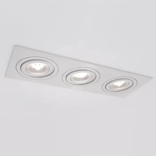 [IDTL413536BEZ] Spot encastré Silverstone T - Triple - Orientable - à ressorts - Blanc structuré - GU10 - ID To Light