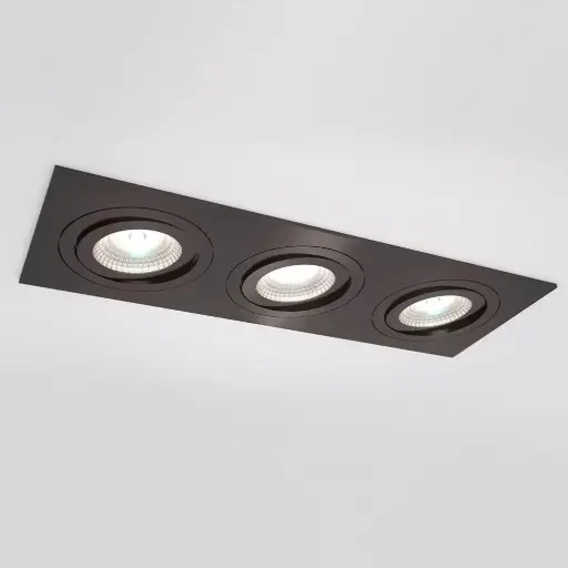 [IDTL413538NSZ] Spot encastré Silverstone T - Triple - Orientable - à ressorts - Noir structuré - GU10 - ID To Light