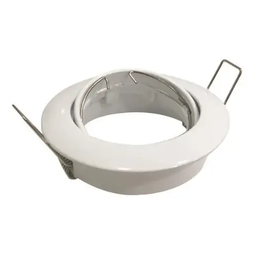 [EUR147-52520] Spot encastré - Rond - Orientable - à ressorts - GU10 - Blanc - Eurolamp