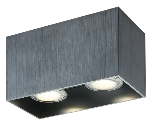 [FAN4014448] Spot apparent Babar carré - Socket 2xGU10 - Acier brossé - Fantasia