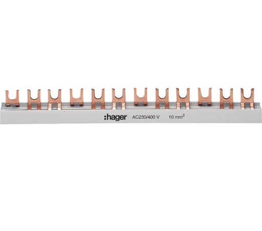 [HAGKDN363G] Barre de pontage 3P - 63A - 18M - A fourches 10mm² - Hager 